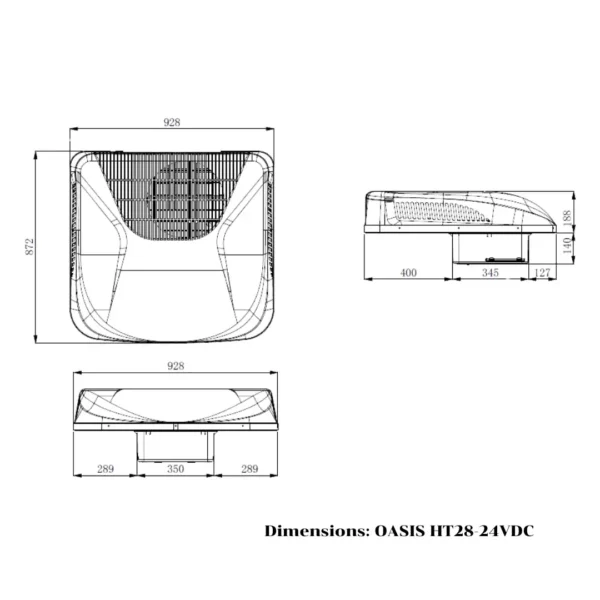แอร์ติดหลังคารถ 24v OASIS HT28-24VDC, 8840BTU/h Roof Mounted Parking Air - Image 2
