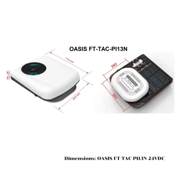 แอร์ติดหลังคารถยนต์ 24v OASIS FT-TAC-PI13N-24VDC, 6824BTU/h Roof Mounted Parking Air - Image 2