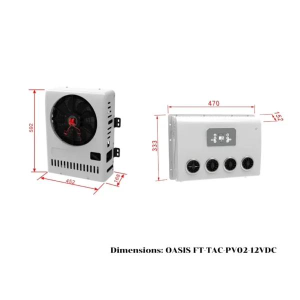 แอร์หลังคารถบัส 12v OASIS FT-TAC-PV02-12VDC, 6824BTU/h Split Type - Image 3