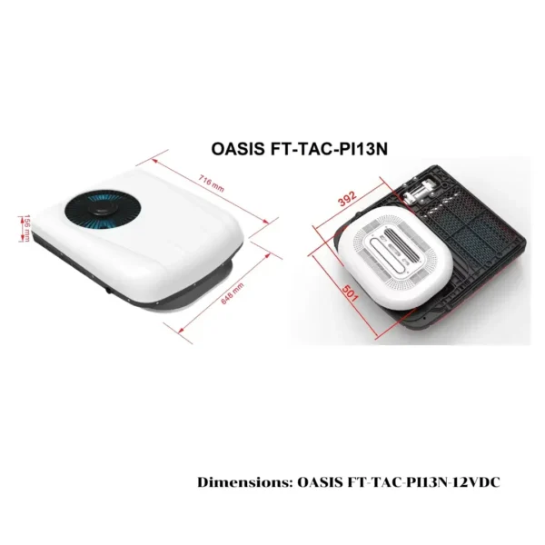 แอร์หลังคารถยนต์ 12v ราคา 17,900฿ OASIS FT-TAC-PI13N-12VDC, 6824BTU/h Roof Mounted Parking Air - Image 2