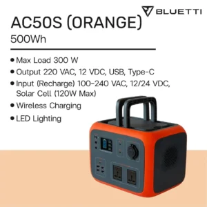 แบตแคมป์ปิ้ง Bluetti AC50S Orange Portable Power Station 300W/500Wh