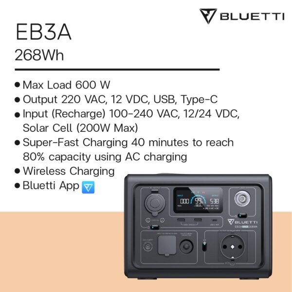 Bluetti EB3A Portable Power Station ความจุ 600W/268Wh - Image 12