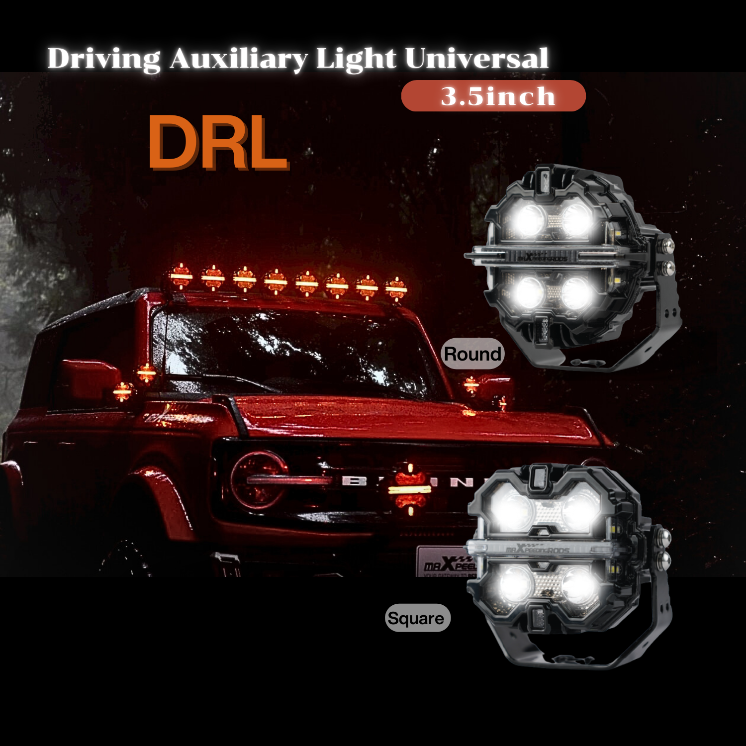 MAXPEEDING RODS Universal 3.5-inch LED Light Pods for Offroad Driving (DRL)