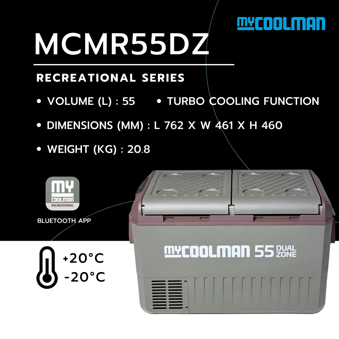 myCOOLMAN MCMR55DZ ตู้เย็นแช่แข็งพกพาสองช่อง 55 ลิตร ใช้ไฟ 12V 24V
